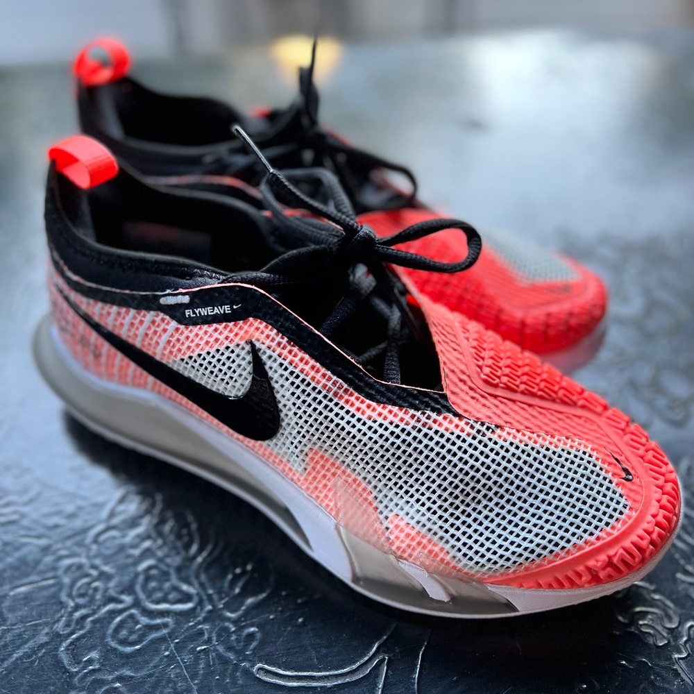 Nike Court React Vapor NXT Size 7.5 W Black Bright Mango Volt White - $90
